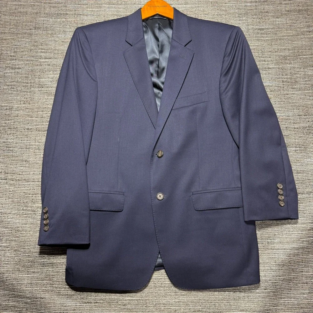 Lauren Ralph Lauren Blazer Men 39S Navy Blue Slim Fit 100% Wool 2-Button Jacket